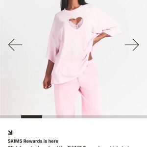 SKIMS Pink Jersey Lounge Set with Heart Detail